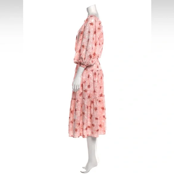 ALEXIS Tilia Pink Floral Off the Shoulder Tiered Midi Dress Size L - Picture 7 of 11
